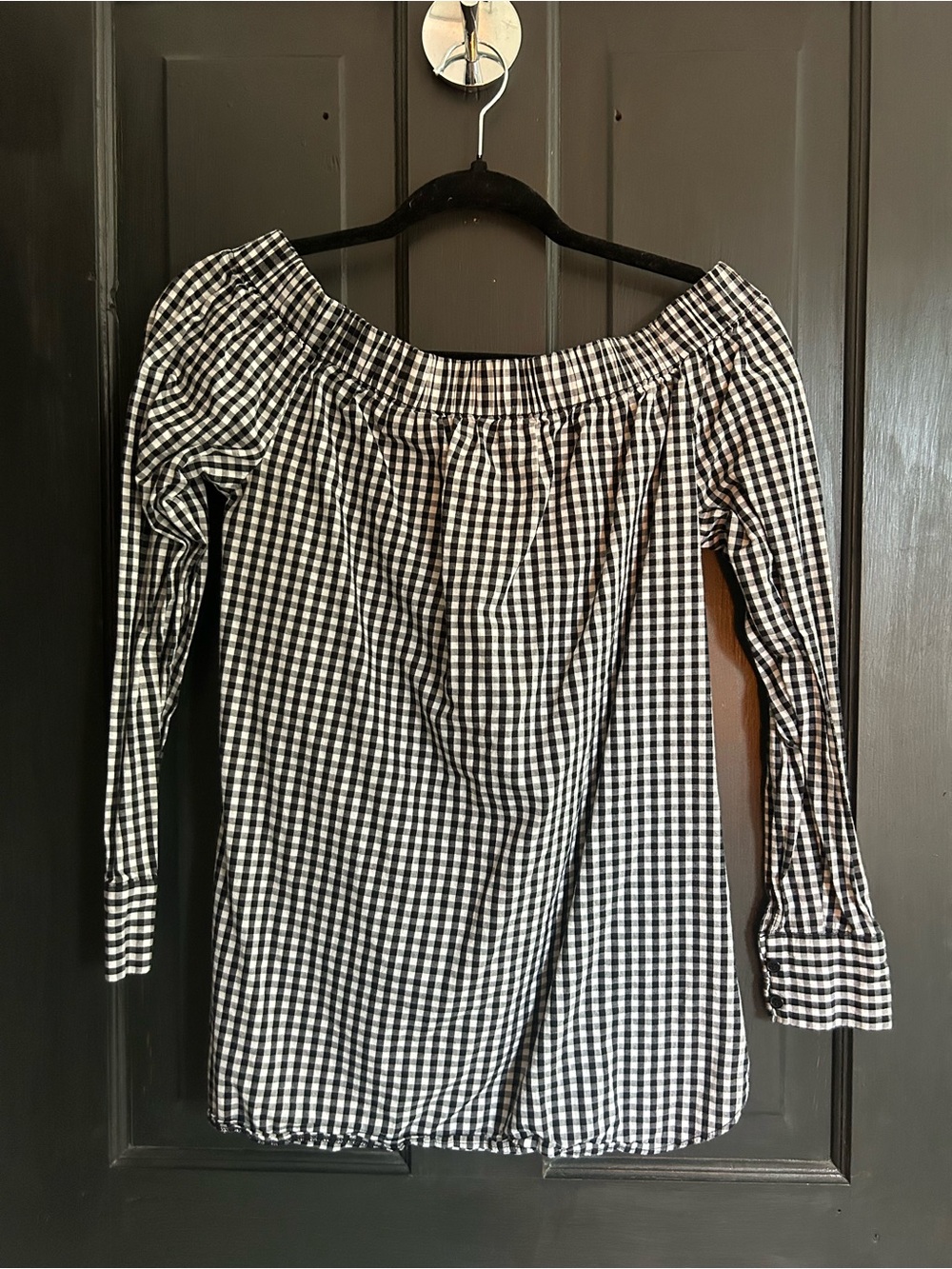Black & White Gingham Off-Shoulder Top